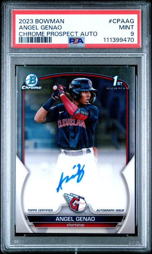 2023 Bowman Chrome Prospect Autographs #CPAAG Angel Genao PSA 9