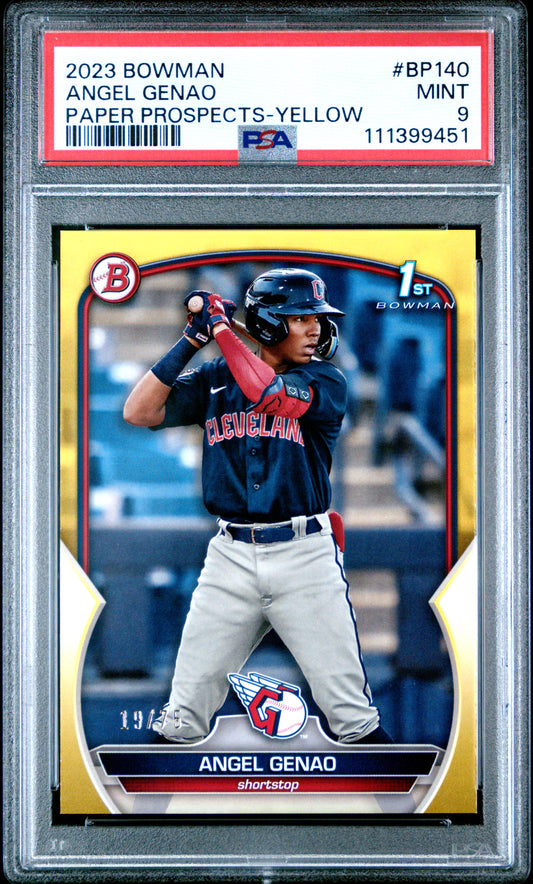 2023 Bowman Paper Prospects #BP140 Angel Genao Paper Prospects-Yellow PSA 9