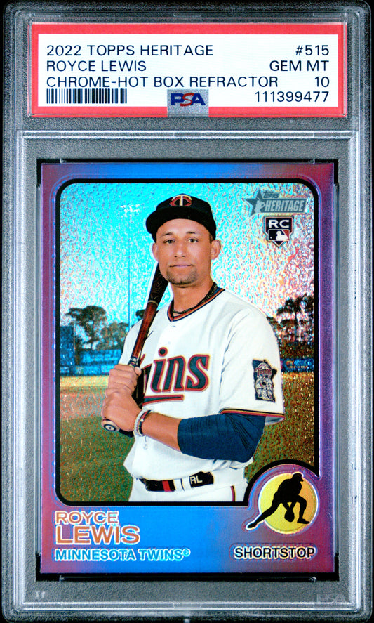 2022 Topps Heritage #515 Royce Lewis Chrome-Hot Box Refractor PSA 10