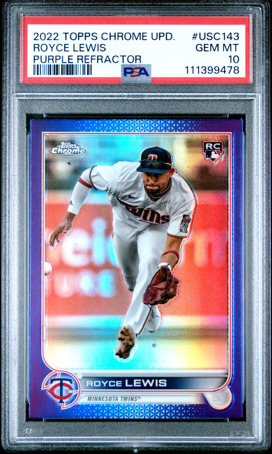 2022 Topps Chrome Update #USC143 Royce Lewis Purple Refractor PSA 10