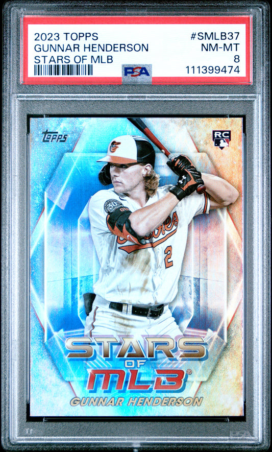 2023 Topps Stars Of Mlb #SMLB37 Gunnar Henderson Series 2 PSA 8