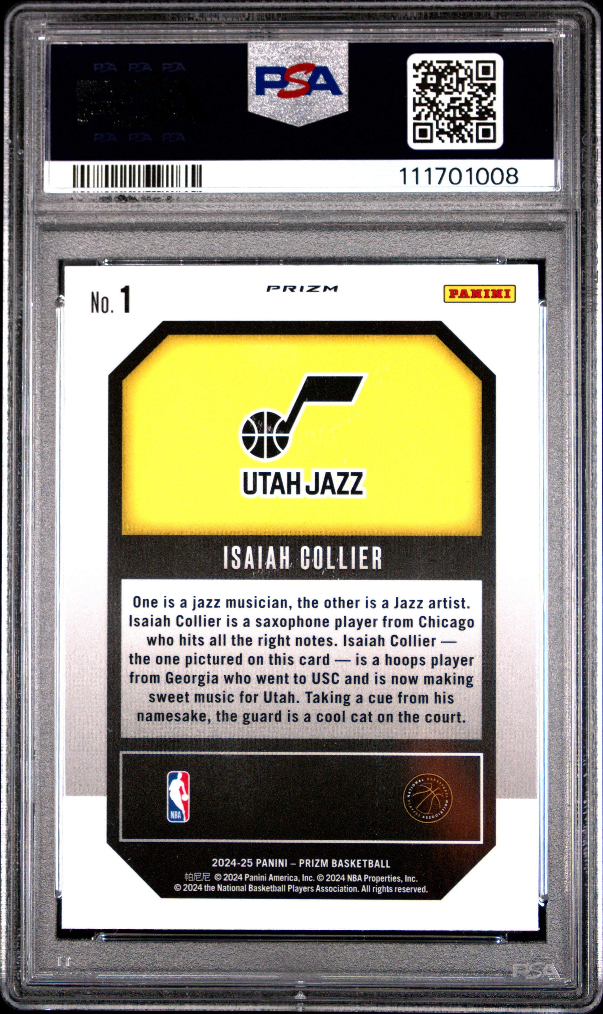 2024 Panini Prizm Emergent #1 Isaiah Collier Emergent-Green Prizm PSA 10