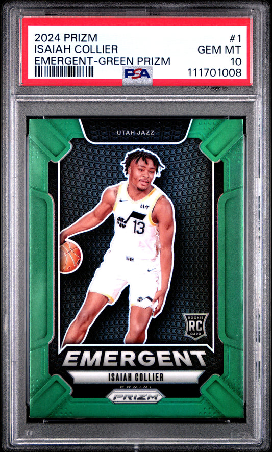 2024 Panini Prizm Emergent #1 Isaiah Collier Emergent-Green Prizm PSA 10