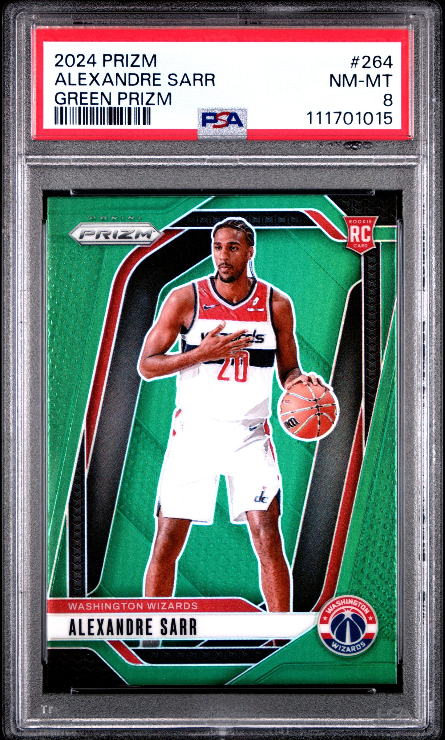 2024 Panini Prizm #264 Alexandre Sarr Green Prizm PSA 8