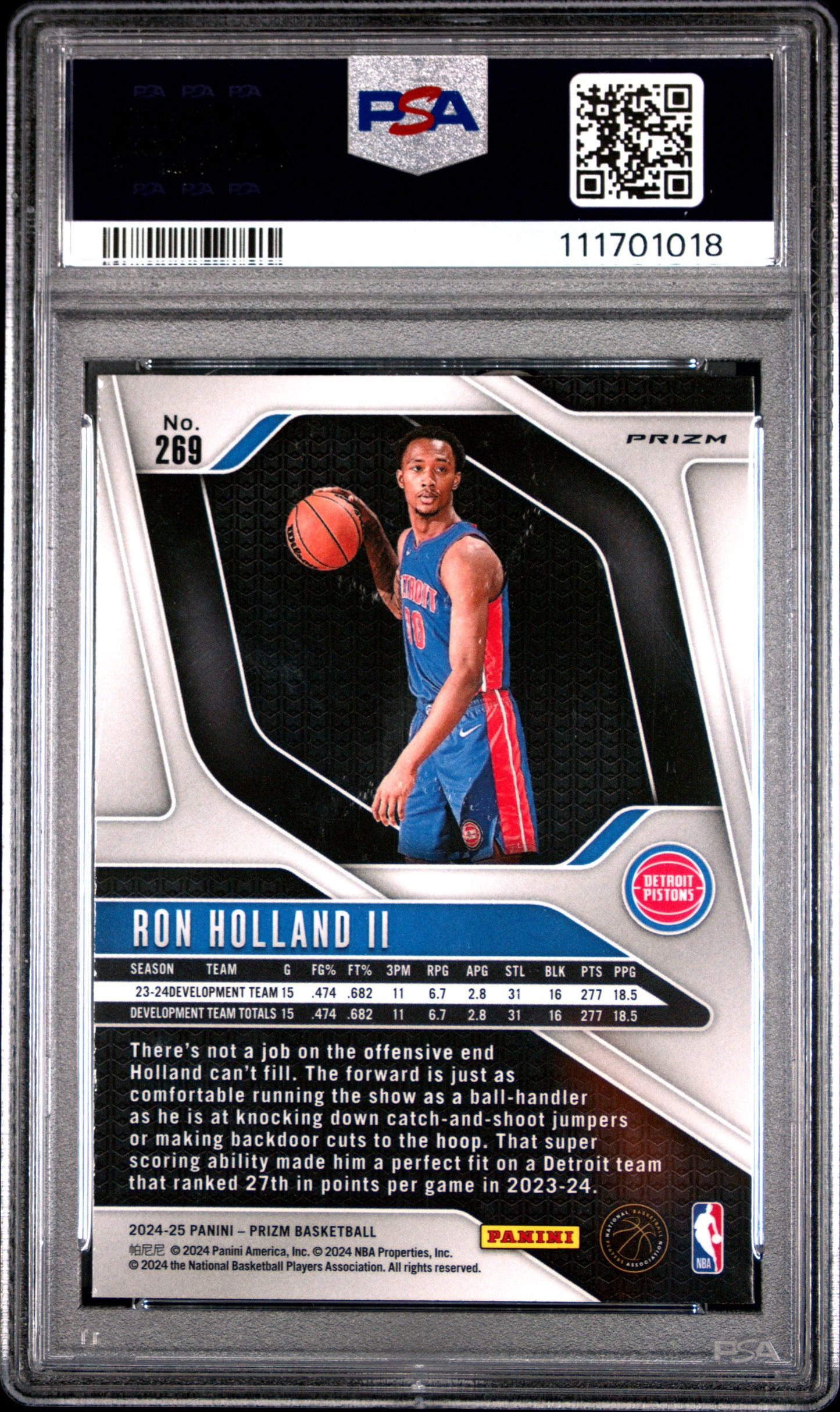 2024 Panini Prizm #269 Ron Holland Ii Pink Ice PSA 10