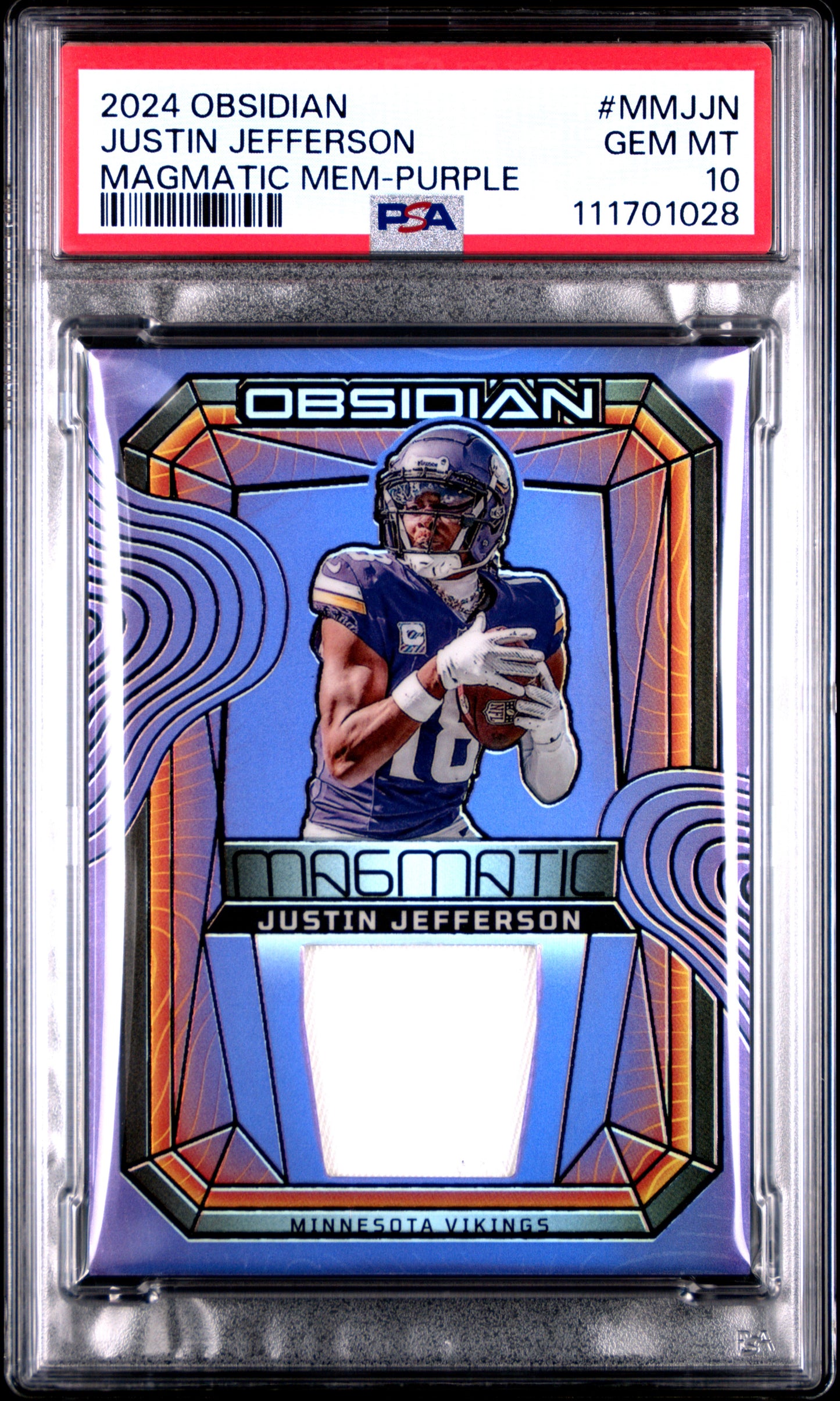 2024 Panini Obsidian Memorabilia #MMJJN Justin Jefferson-Purple/49 PSA 10