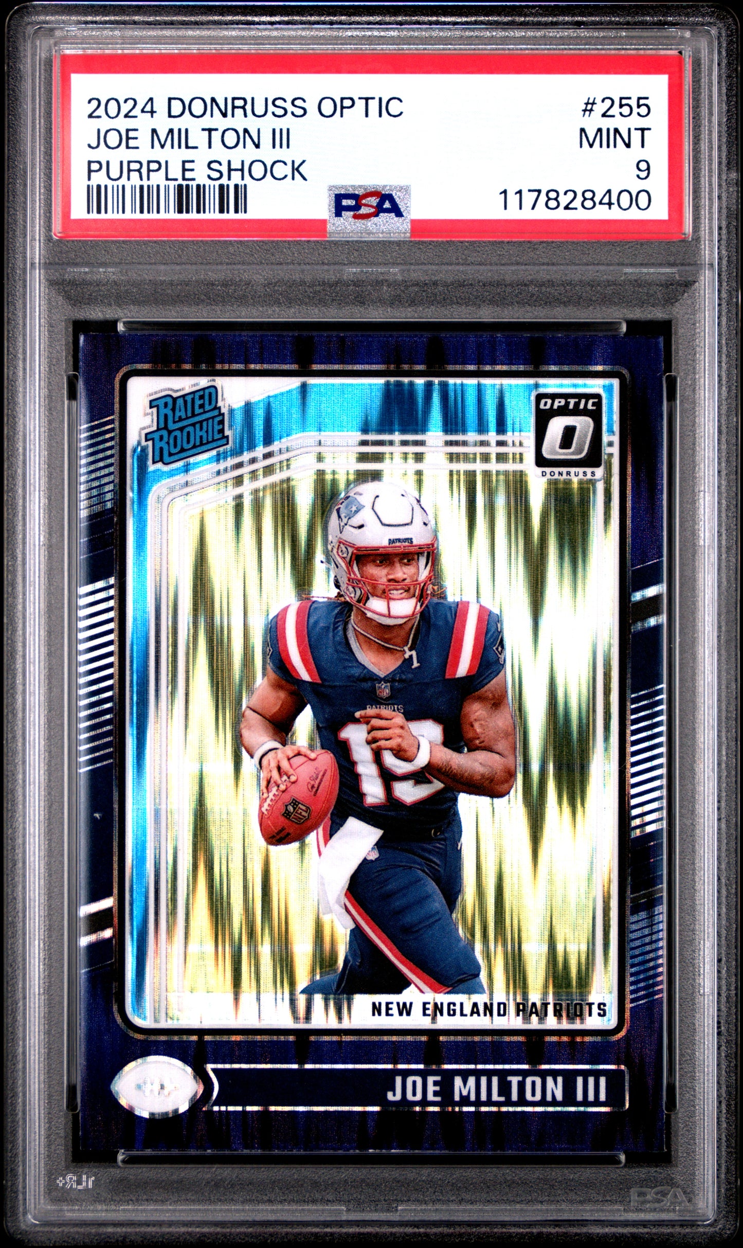 2024 Panini Donruss Optic #255 Joe Milton Iii Purple Shock PSA 9