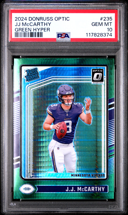 2024 Panini Donruss Optic #235 Jj Mccarthy Green Hyper PSA 10