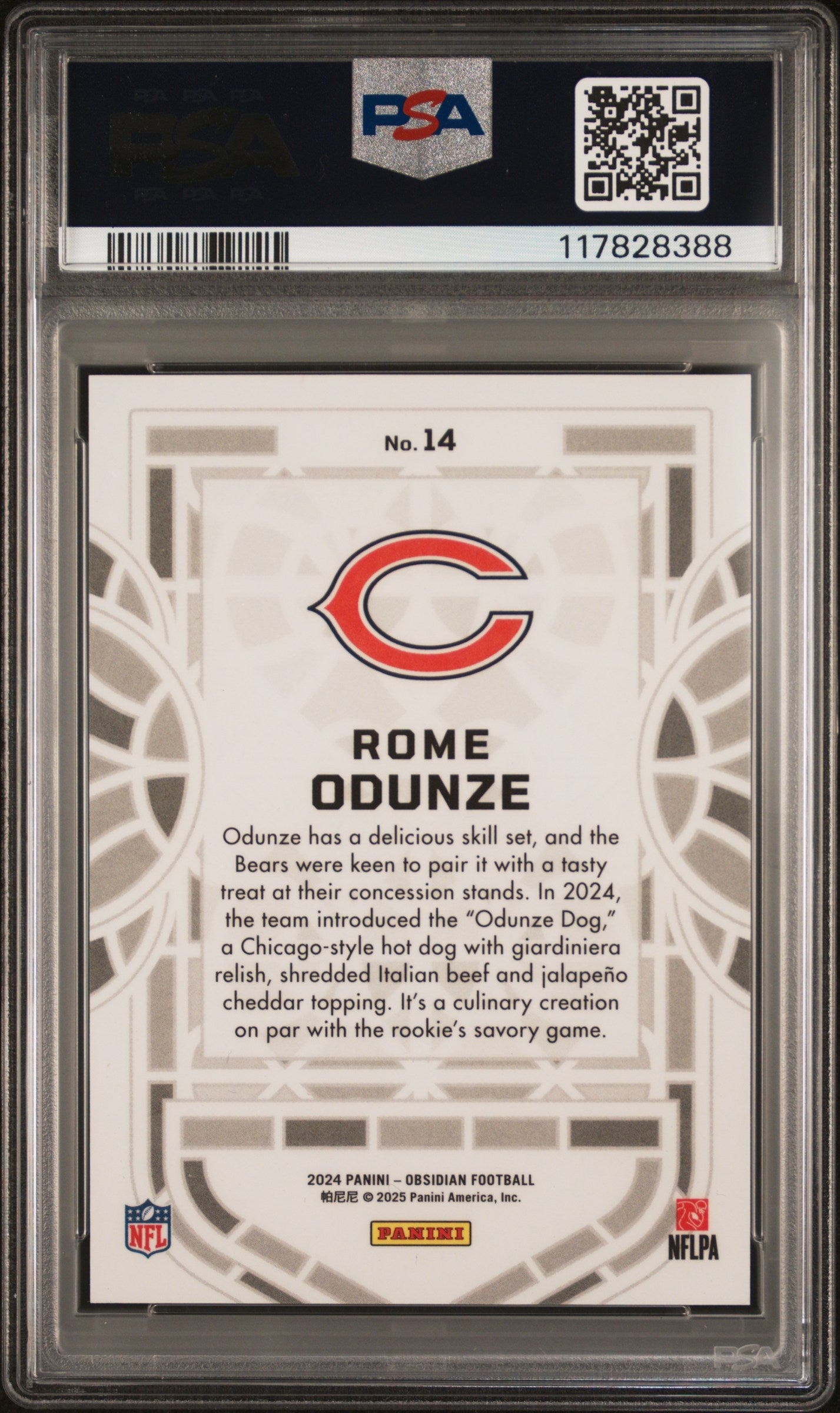 2024 Panini Obsidian Black Stained Glass #14 Rome Odunze PSA 9