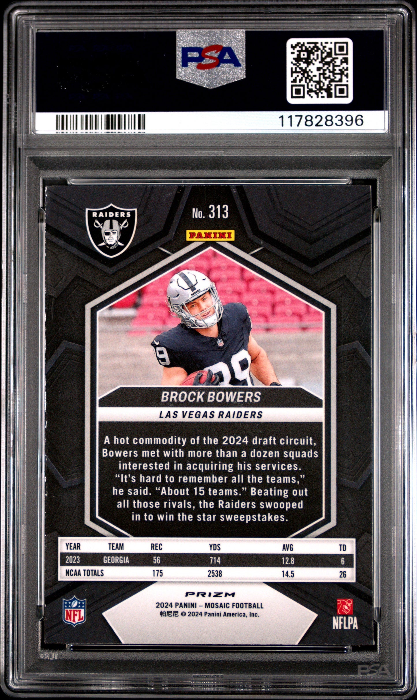 2024 Panini Mosaic #313 Brock Bowers Camo Pink PSA 10