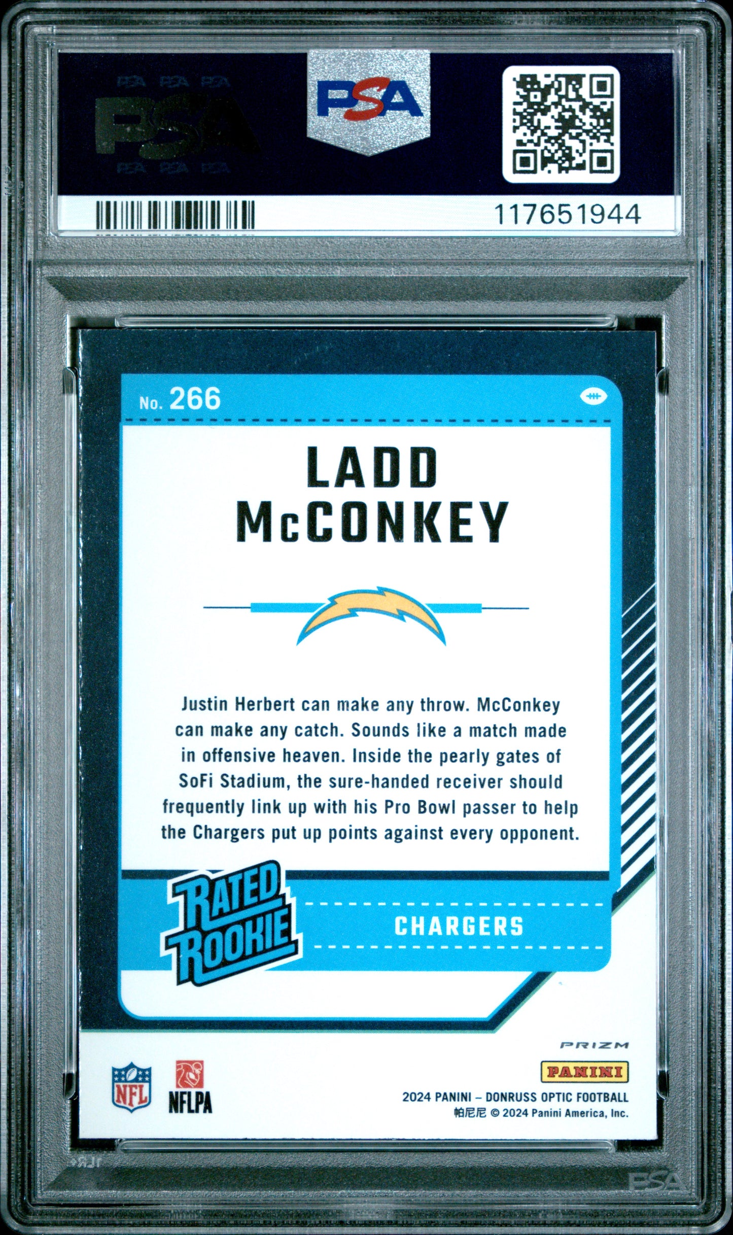 2024 Panini Donruss Optic #266 Ladd Mcconkey Blue Hyper PSA 9