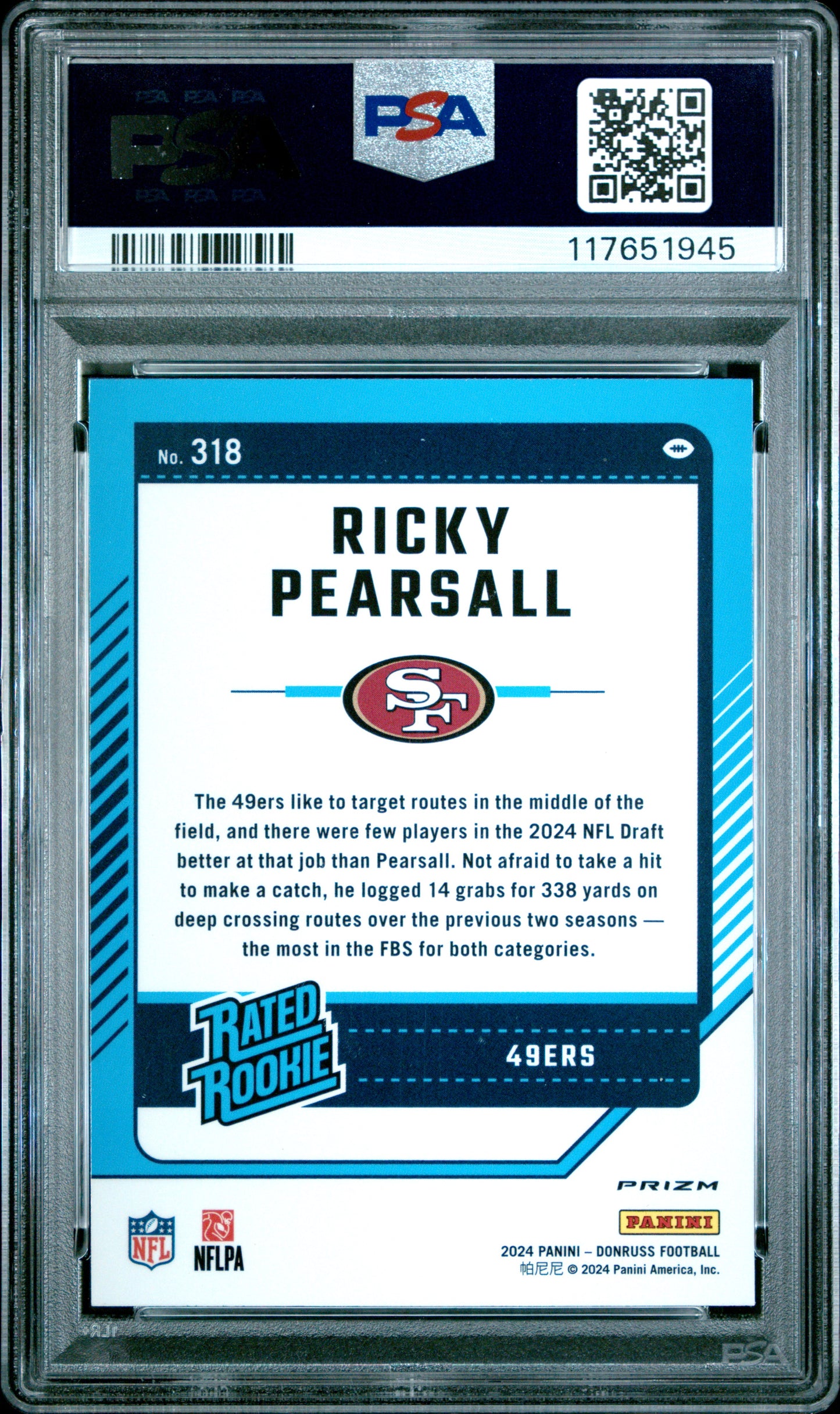 2024 Panini Donruss #318 Ricky Pearsall Optic Preview-Red Wave PSA 10