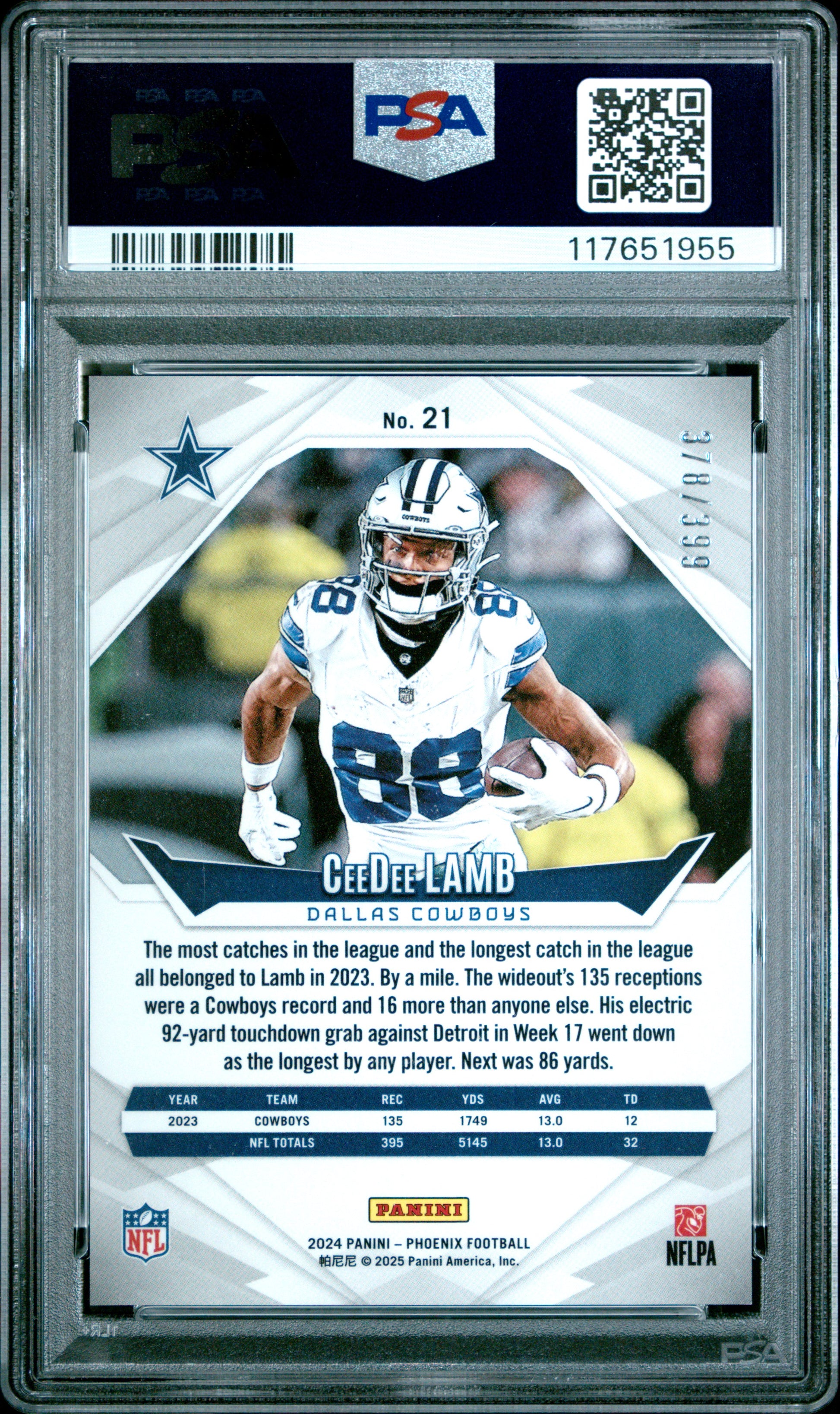 2024 Panini Phoenix #21 Ceedee Lamb Team Helmet PSA 10