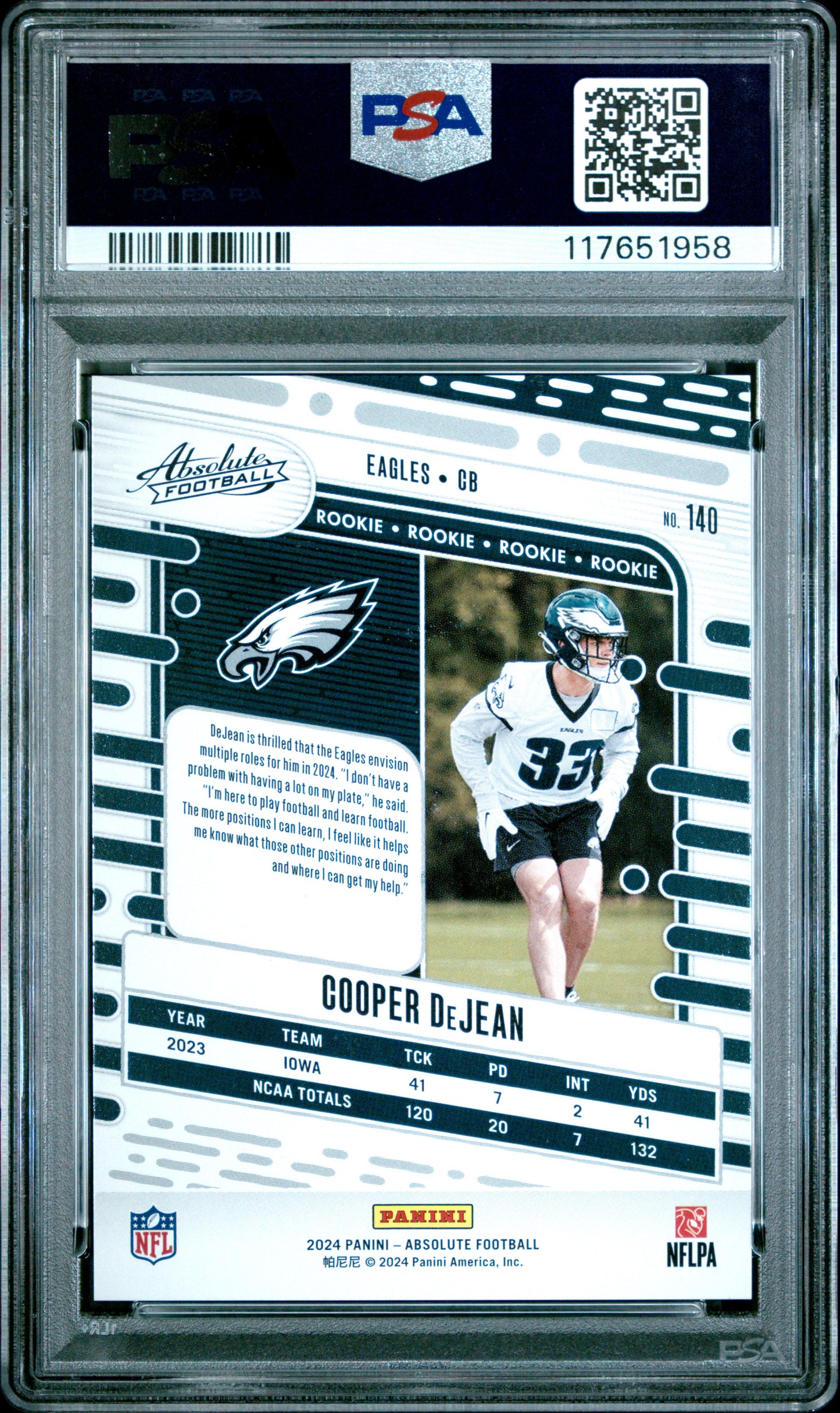 2024 Panini Absolute #140 Cooper Dejean Red Squares PSA 10