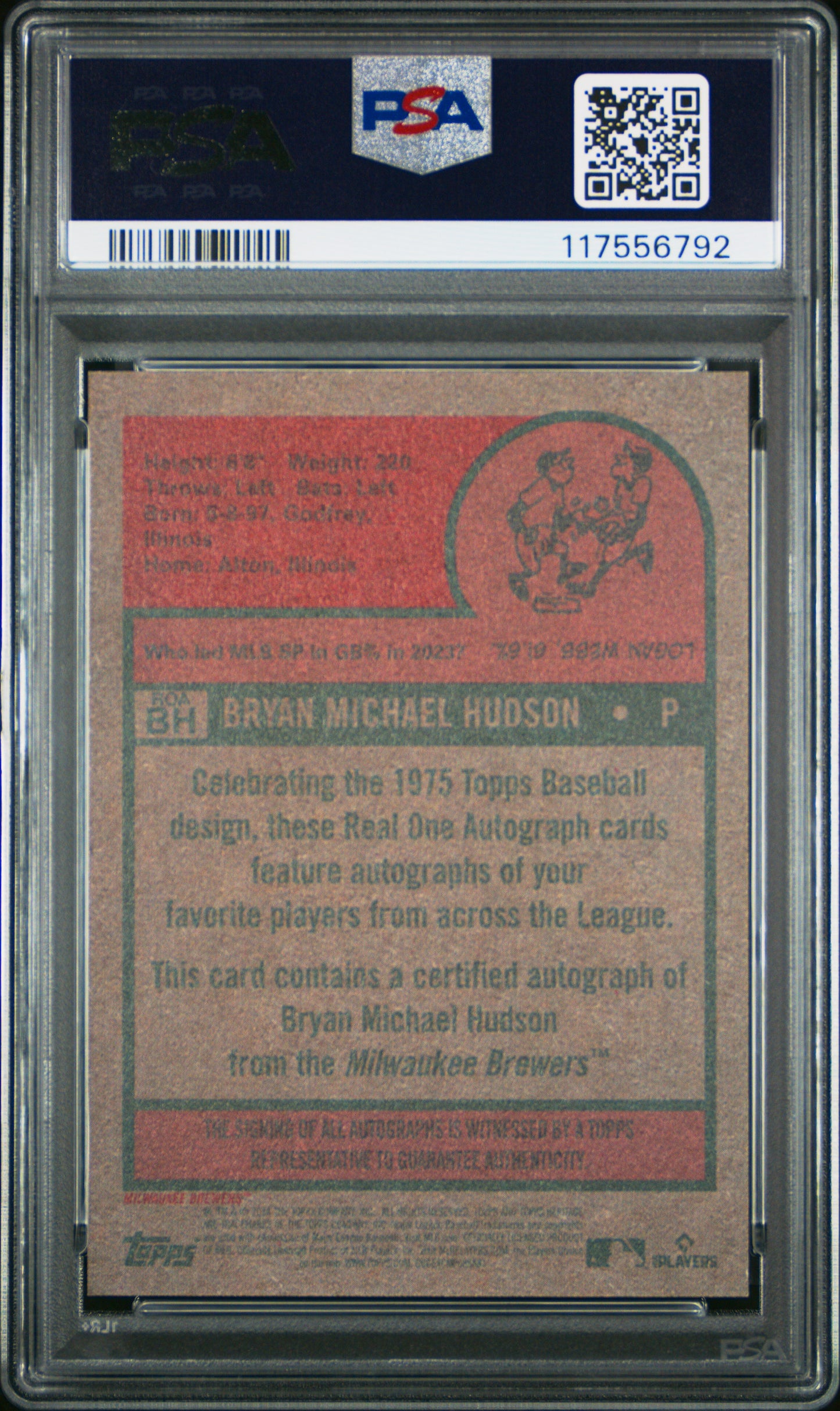 2024 Topps Heritage Real One Autographs #ROABH Bryan Hudson PSA 9