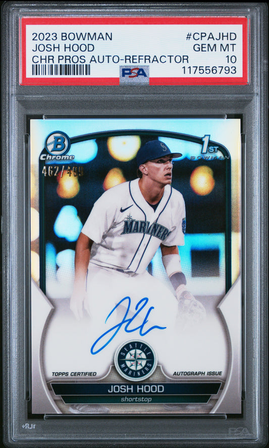 2023 Bowman Chrome Prospect Autographs #CPAJHD Josh Hood-Refractor PSA 10