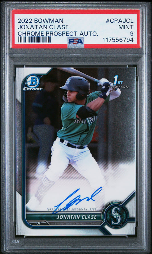 2022 Bowman Chrome Prospect Autographs #CPAJCL Jonatan Clase PSA 9