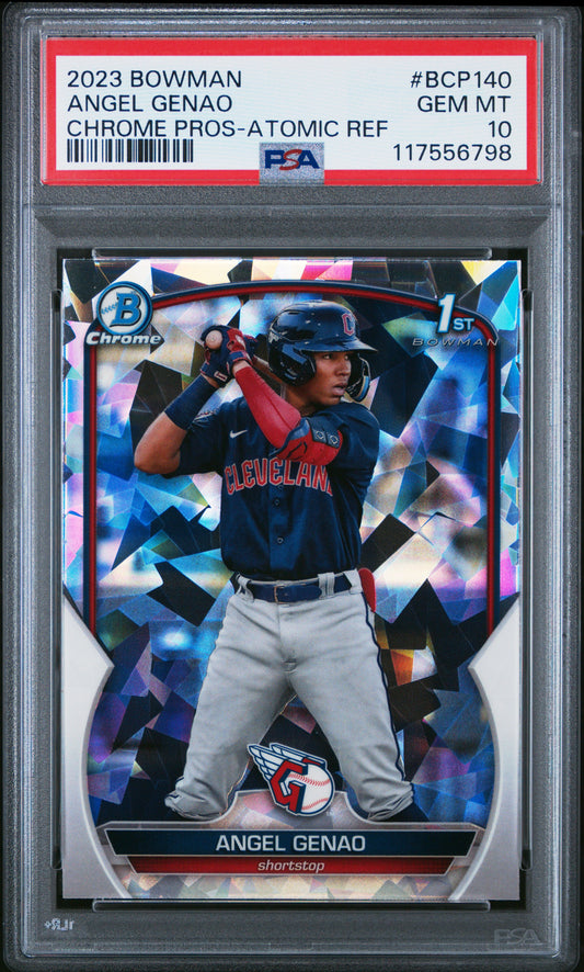2023 Bowman Chrome Prospects #BCP140 Angel Genao Chrome Pros-Atomic Ref PSA 10
