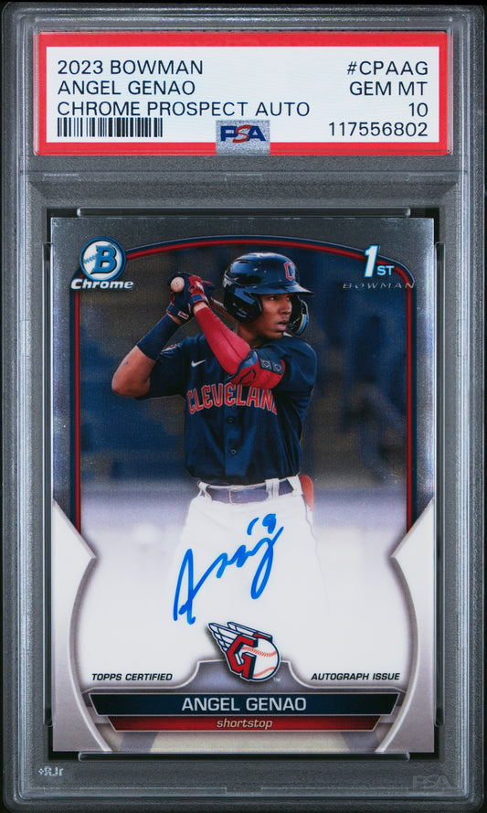 2023 Bowman Chrome Prospect Autographs #CPAAG Angel Genao PSA 10