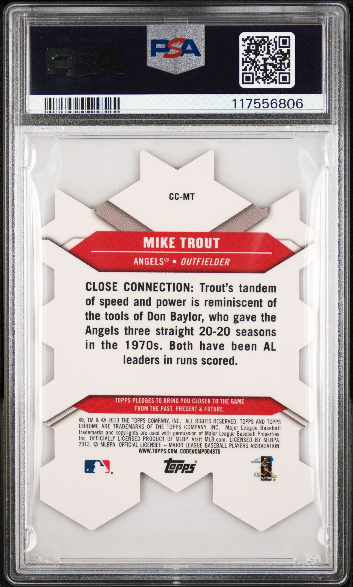 2013 Topps Chrome Chrome Connection Die-Cut #CC-MT Mike Trout D/C PSA 9