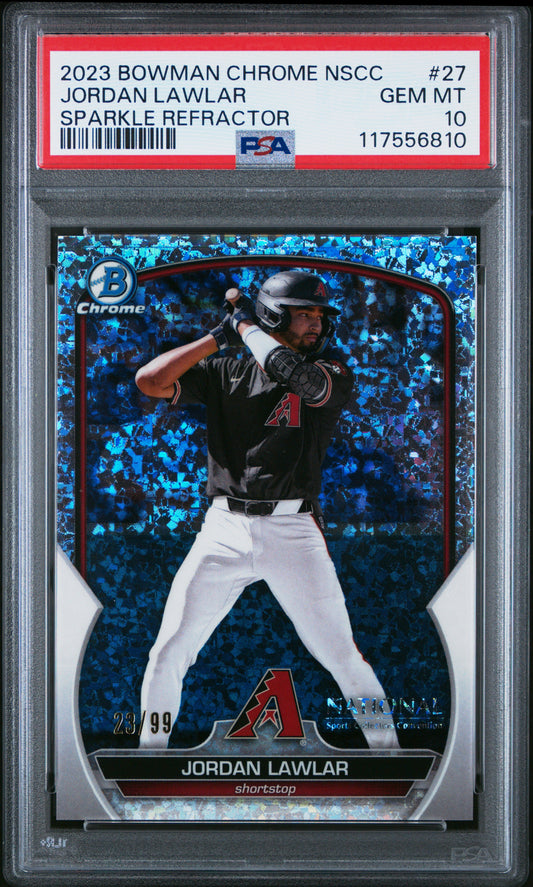 2023 Bowman Chrome National #27 Jordan Lawlar Sparkle Refractor PSA 10