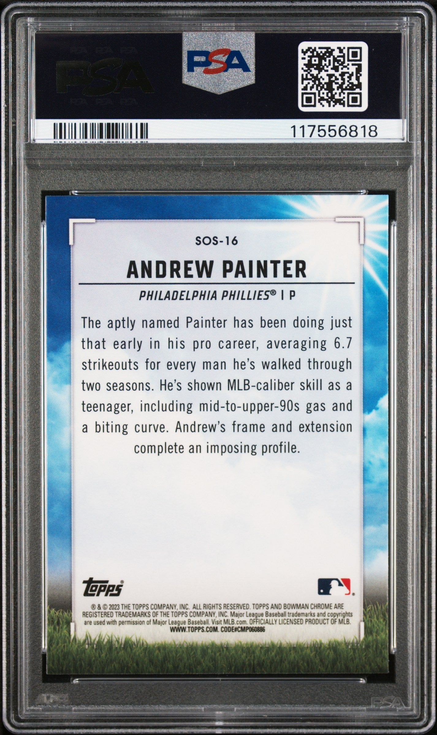 2023 Bowman Mega Box Chrome Sights On September #SOS16 Andrew Painter PSA 9