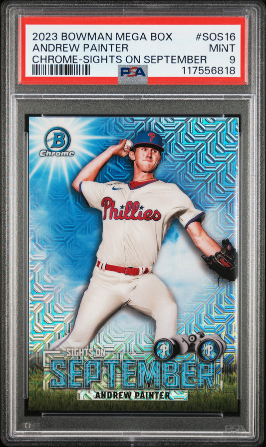 2023 Bowman Mega Box Chrome Sights On September #SOS16 Andrew Painter PSA 9