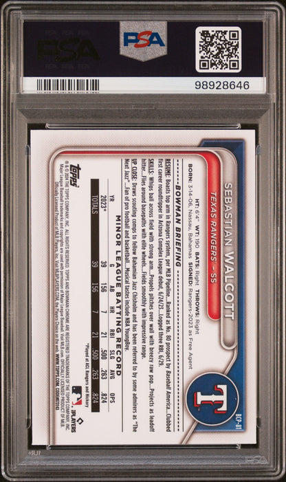 2024 Bowman Chrome Prospects #BCP81 Sebastian Walcott PSA 10