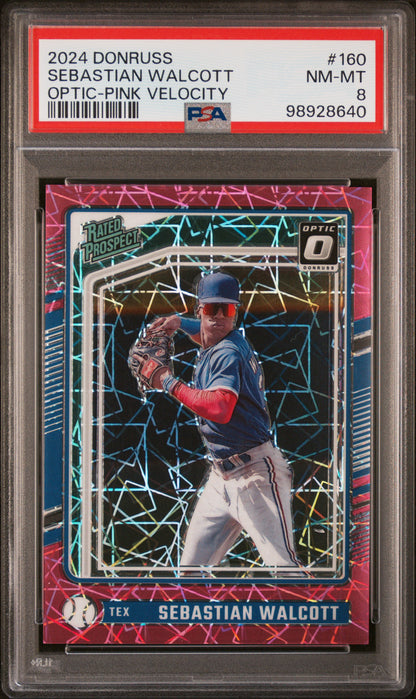 2024 Panini Donruss #160 Sebastian Walcott Optic-Pink Velocity PSA 8