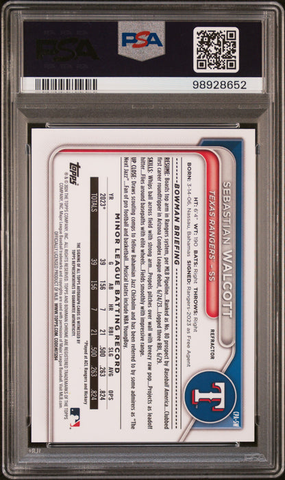 2024 Bowman Chrome Prospect Autographs #CPASW Sebastian Walcott Refractor PSA 9