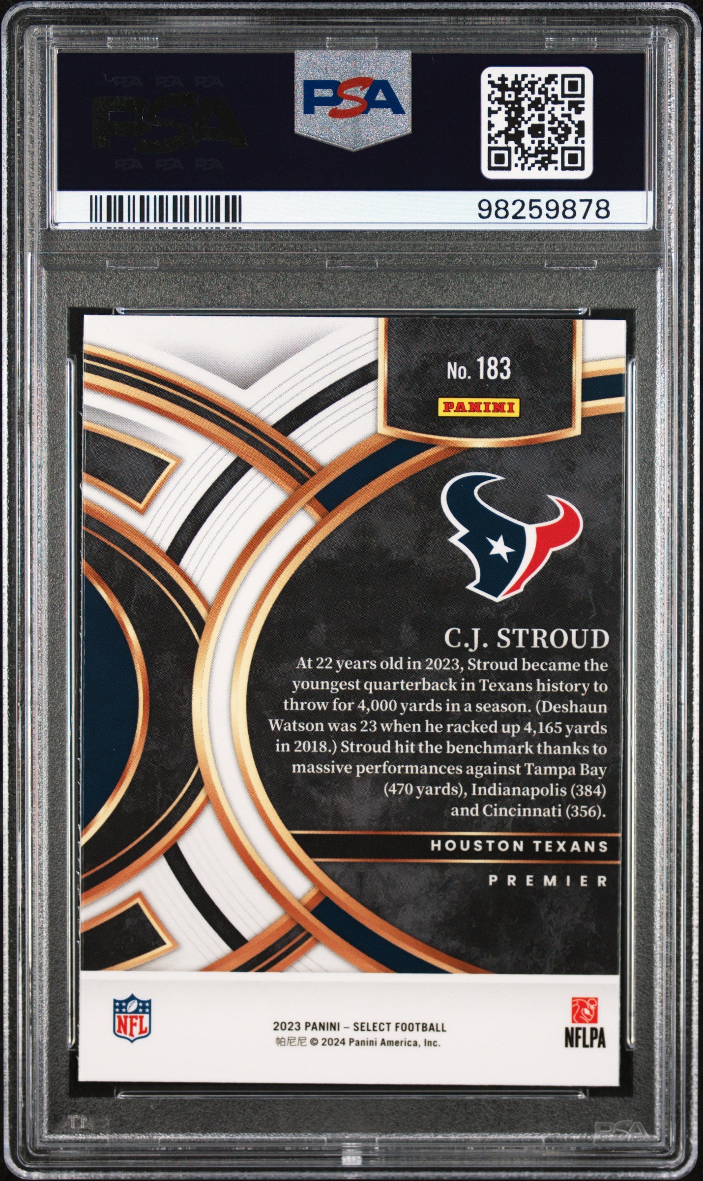 2023 Panini Select #183 Cj Stroud PSA 10 SKU019
