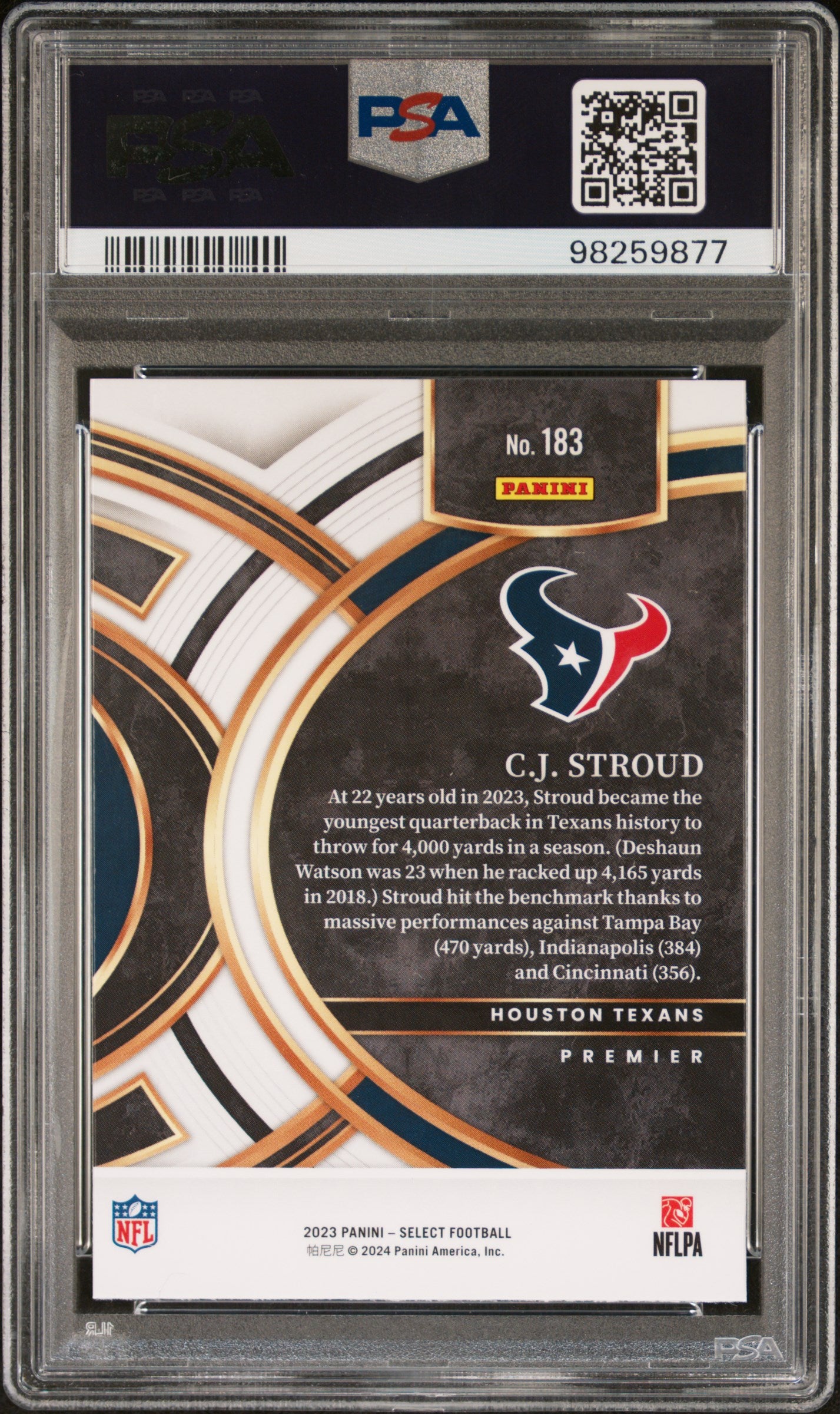 2023 Panini Select #183 Cj Stroud PSA 10 SKU018
