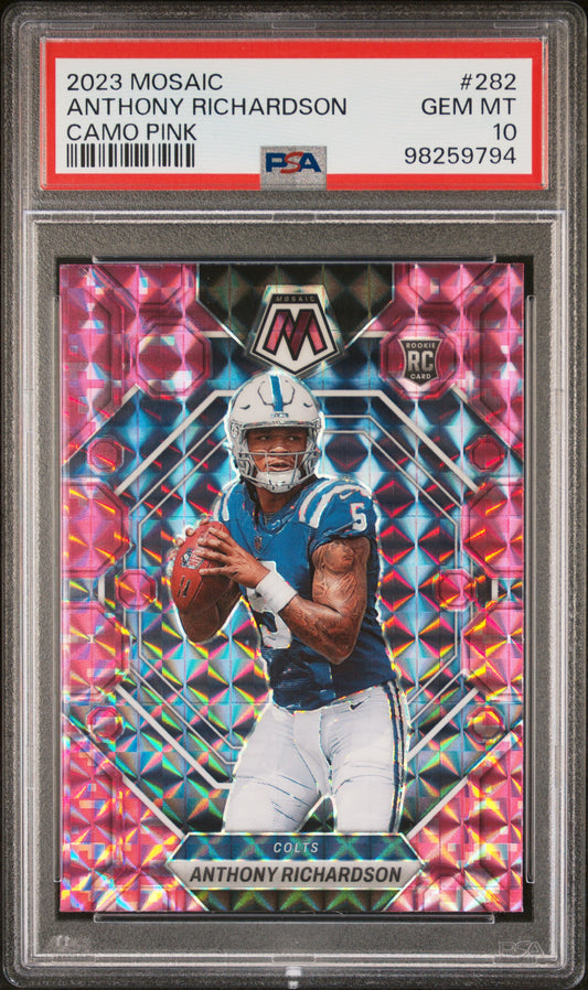 2023 Panini Mosaic #282 Anthony Richardson Camo Pink PSA 10