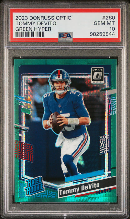 2023 Panini Donruss Optic #280 Tommy Devito Green Hyper PSA 10