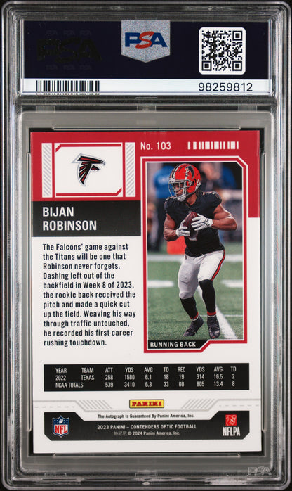 2023 Panini Contenders Optic #103 Bijan Robinson Autograph PSA 10
