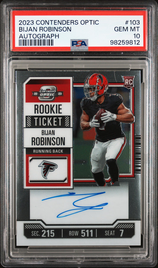 2023 Panini Contenders Optic #103 Bijan Robinson Autograph PSA 10