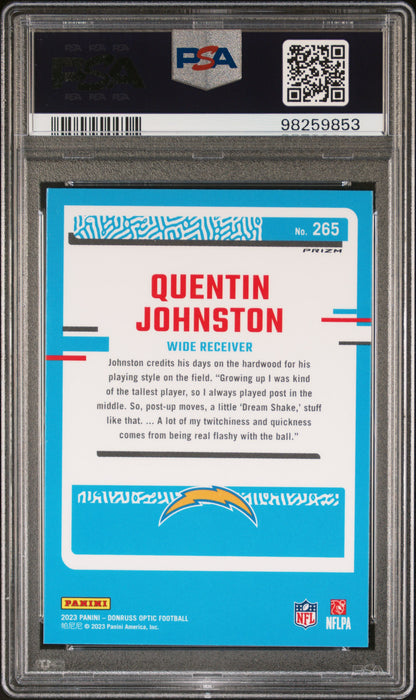 2023 Panini Donruss Optic #265 Quentin Johnston Green Velocity PSA 10 SKU