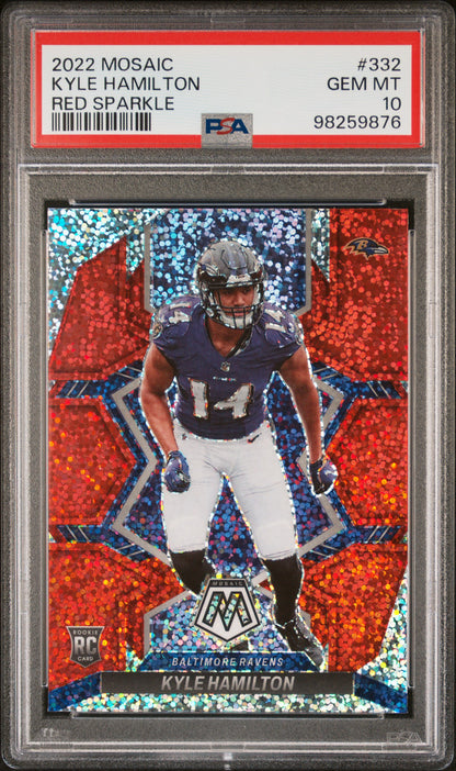 2022 Panini Mosaic #332 Kyle Hamilton Red Sparkle PSA 10