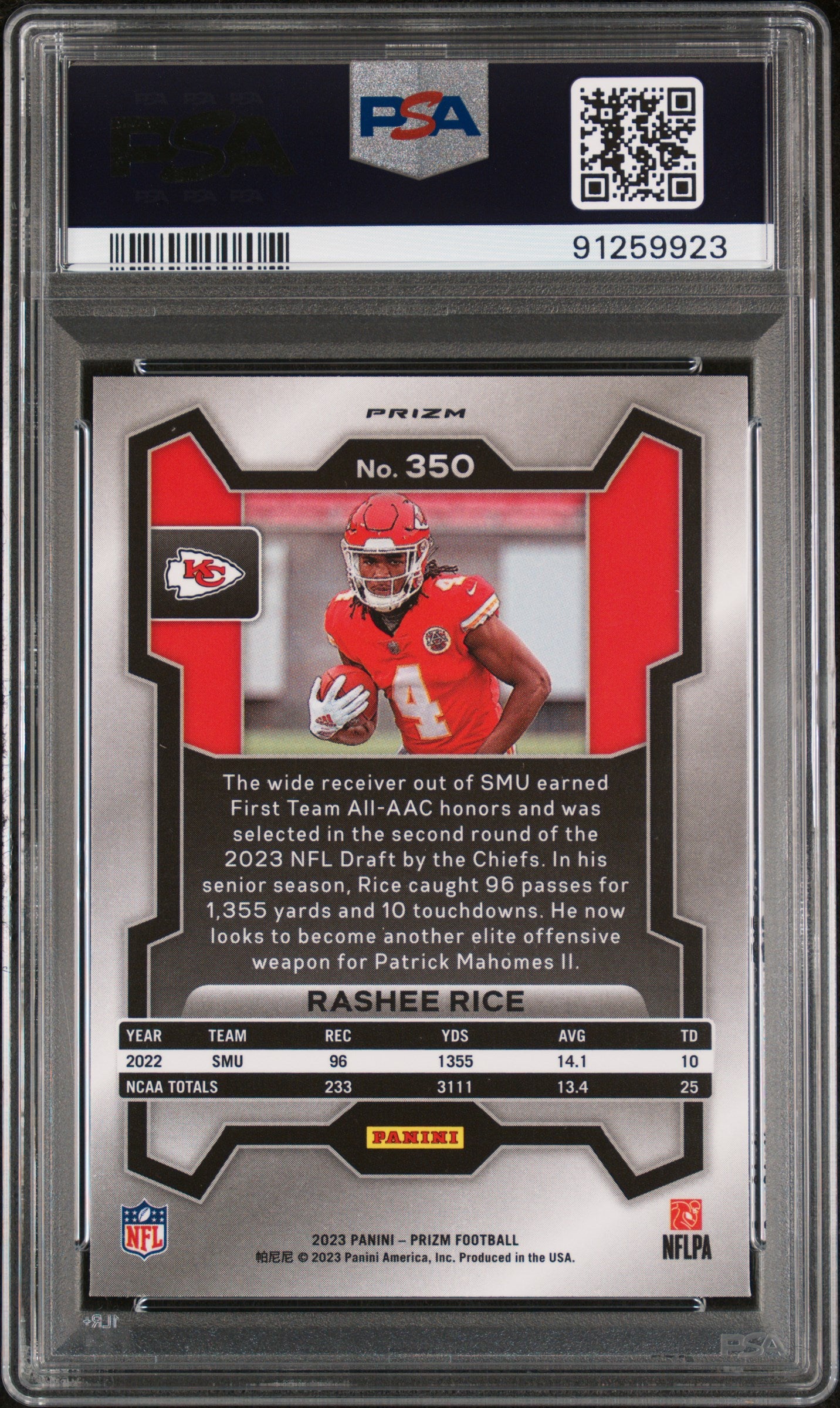 2023 Panini Prizm #350 Rashee Rice Neon Green Pulsar PSA 10