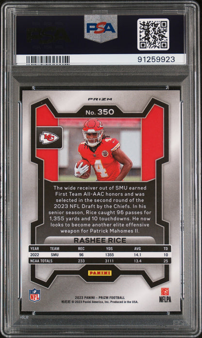 2023 Panini Prizm #350 Rashee Rice Neon Green Pulsar PSA 10