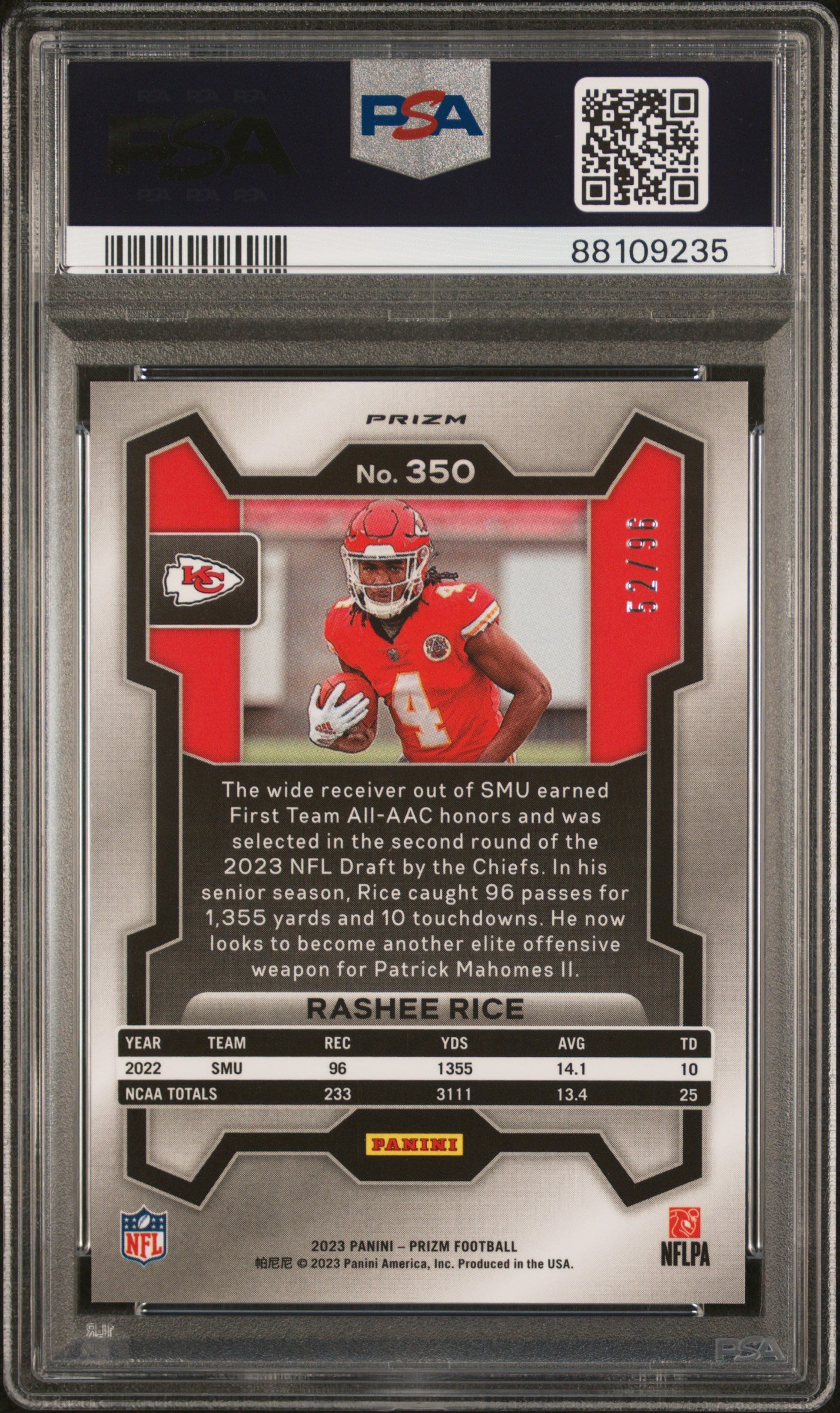 2023 Panini Prizm #350 Rashee Rice Blue Sparkle PSA 10