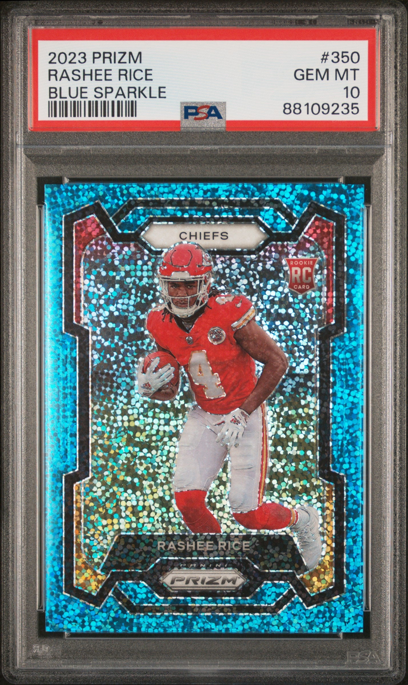 2023 Panini Prizm #350 Rashee Rice Blue Sparkle PSA 10