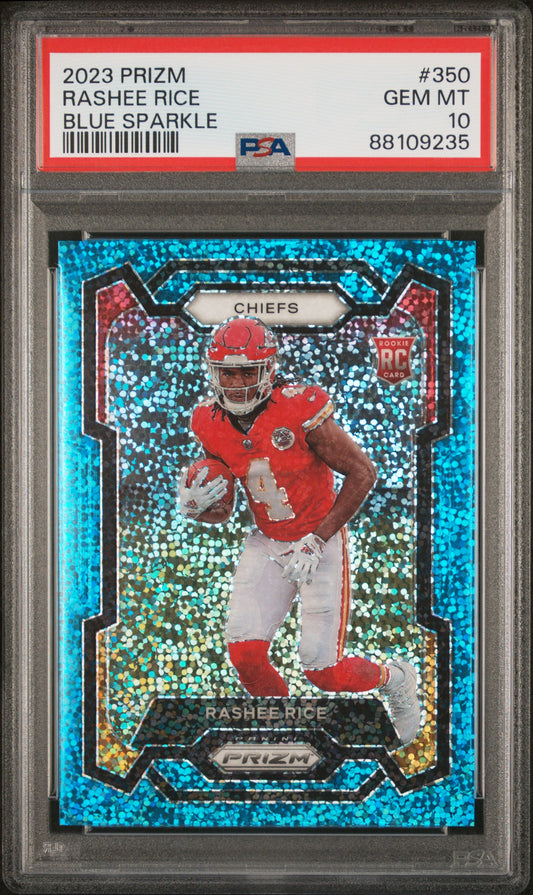 2023 Panini Prizm #350 Rashee Rice Blue Sparkle PSA 10
