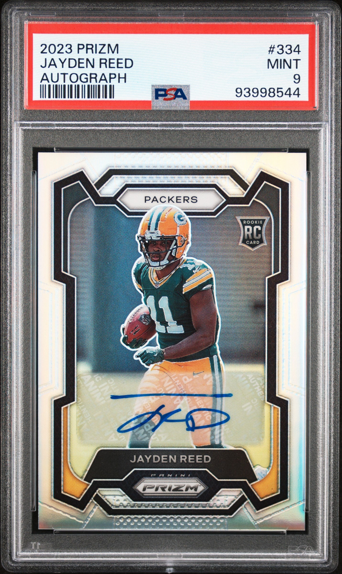 2023 Panini Prizm #334 Jayden Reed Autograph PSA 9