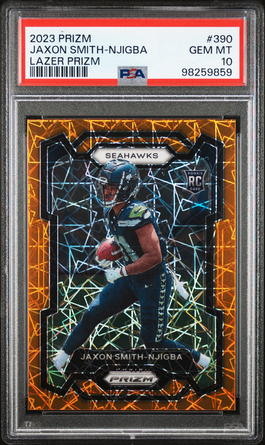 2023 Panini Prizm #390 Jaxon Smith-Njigba Lazer Prizm PSA 10