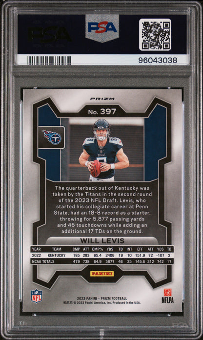 2023 Panini Prizm #397 Will Levis Lazer Prizm PSA 9