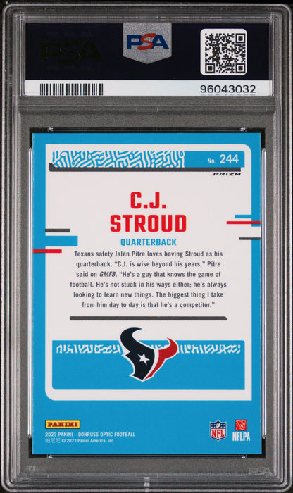 2023 Panini Donruss Optic #244 Cj Stroud Purple Shock PSA 9