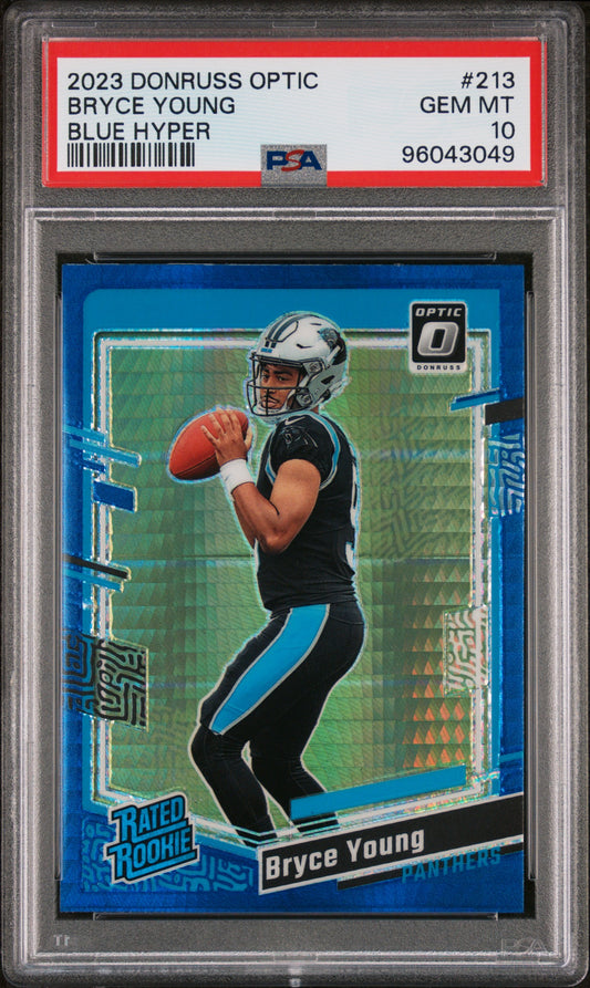 2023 Panini Donruss Optic #213 Bryce Young Blue Hyper PSA 10