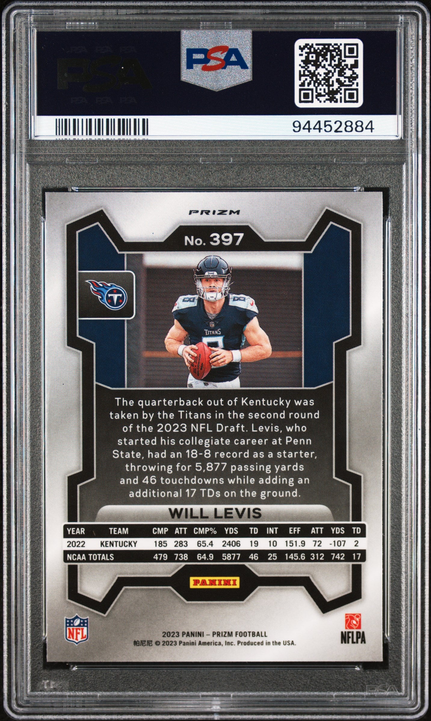 2023 Panini Prizm #397 Will Levis Pink Prizm PSA 9