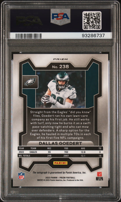 2023 Panini Prizm #238 Dallas Goedert Autograph PSA 10